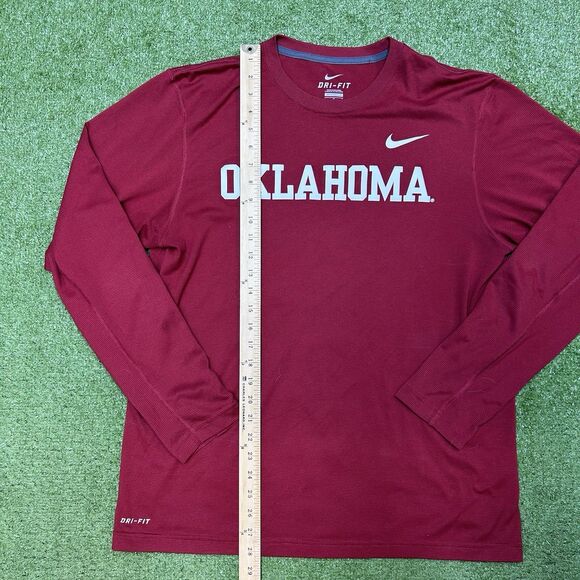 Nike Dri-Fit Men's Red Oklahoma Long Sleeve Activewear Logo Shirt Size Large - Picture 5 of 6